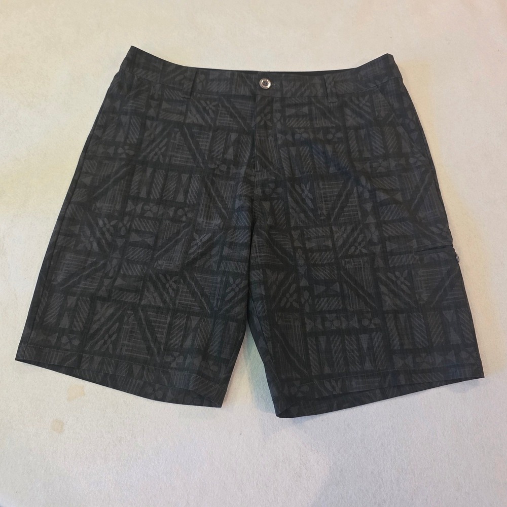 Crazy Shirts Mens 36 Charcoal Grey Tribal Geometric Coconut Board Shorts 2000574